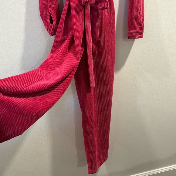 Pink Corduroy Belted Jumpsuit - Picture 4 of 7